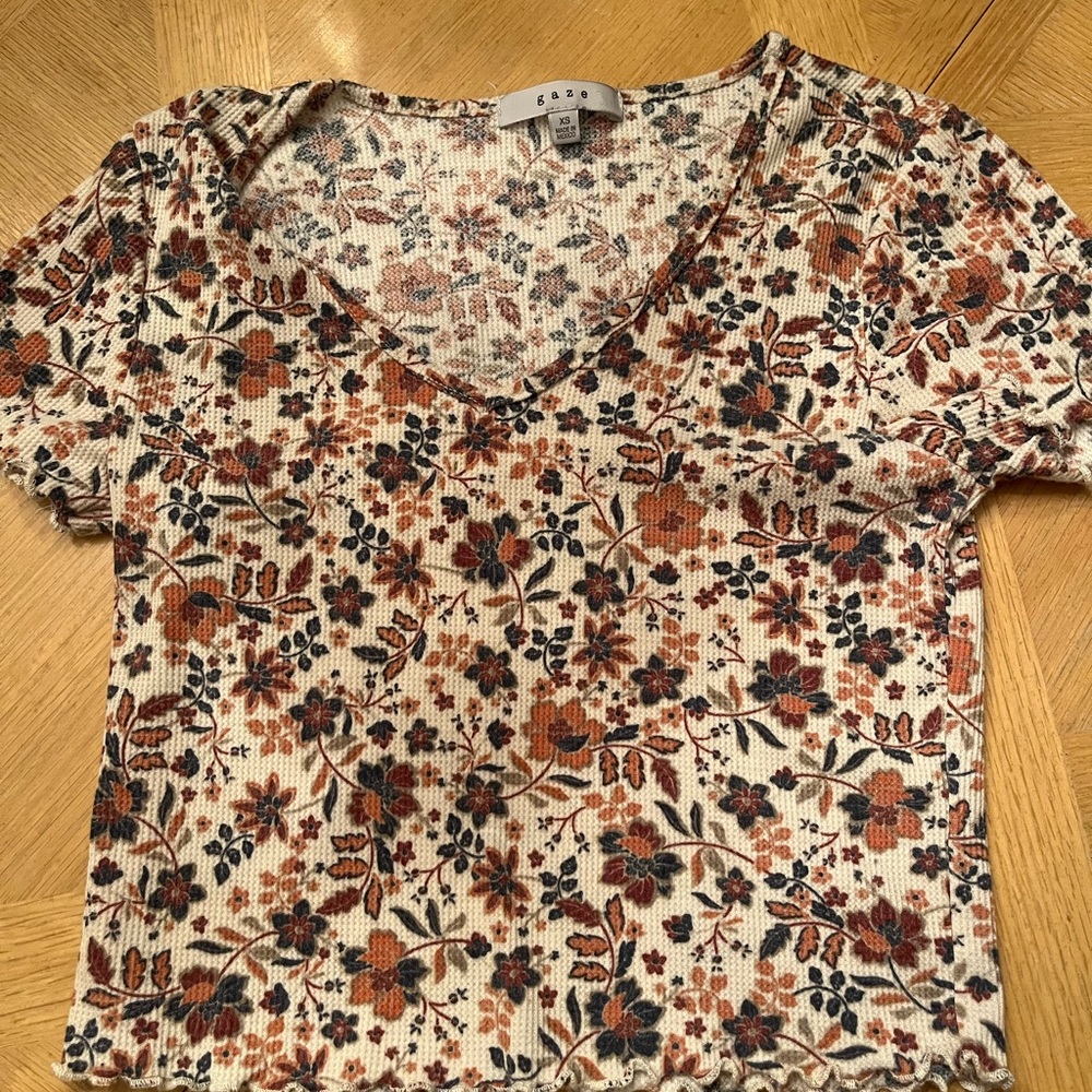 Gaze extra small shirt, flower Plattern